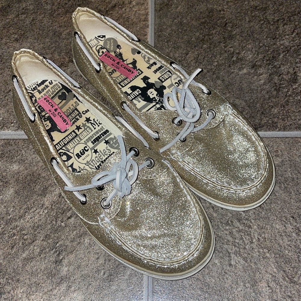 Rock candy gold boat shoes
